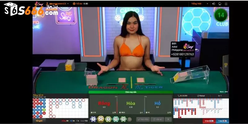 Rồng hổ là trò chơi hấp dẫn nhất tại sảnh cược casino